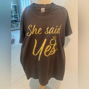 Gildan “She Said Yes” T-Shirt in Dark Gray